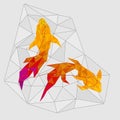 Constellation of gold pisces fish in geometric style